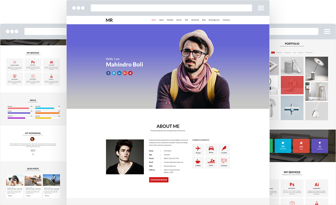 Mr - Free CV & Resume One Page WordPress Theme - CodexCoder